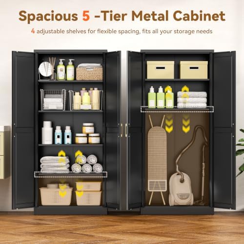 Polup Pantry Cabinet, 71" Tall Metal Storage Cabinet with Doors and Shelves