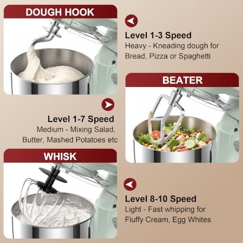 Honinst 4QT Electric Stand Mixer, 10-Speed Tilt-Head Compact Kitchen Mixer