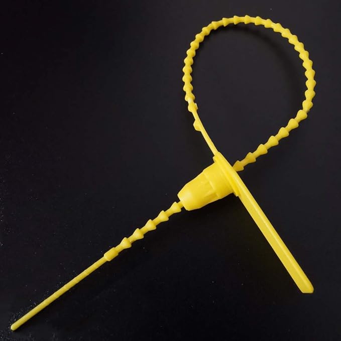 Plastic Security Tags Numbered Tamper Proof Seals Self Locking Zip Ties 9.84" Length Yellow (Pack of 500)