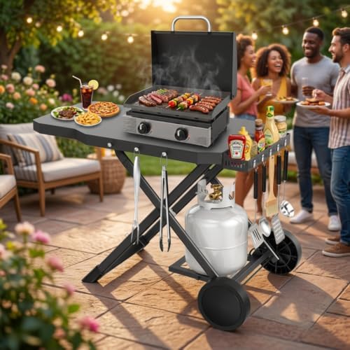 Grill Stand for Blackstone 17" & 22" Table Top Griddles Portable Grill Cart