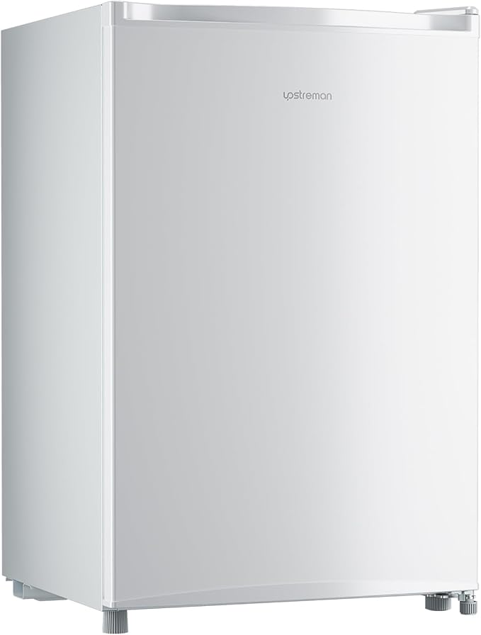 Upstreman 3.0 Cu.ft Small Mini Freezer Upright Freezer with Reversible Door, Fast Cooling, 5 Adjustable Thermostat, Stand Up Freezers with Ice Trays Defrosting Tools for Home, Dorm (White)