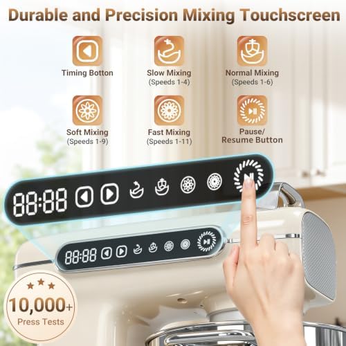 ZACME 8.5QT Commercial Stand Mixer 1000W with Aluminum Die Casting Meets the Standard of NSF/ANSI 8-2023, 11 Speeds Electric Stand Mixer, Tilt-Head Dough Mixer with Bowl, Dough Hook, Whisk and Beater