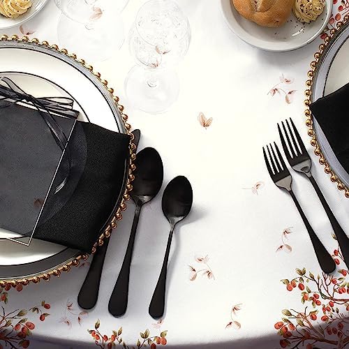 Fall Thanksgiving Double Border Decoration Tablecloth, Autumn Pumpkin Harvest Tablecloths, Waterproof Table Cover for Dinner Kitchen Party Holiday Decorations Round 60"