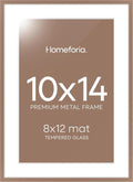 Homeforia 10x14 Picture Frame Mocha, High End Metal 10x14 Poster Frames with Mat for 8x12, 10 x 14 Mocha Frame Matted to 8 x 12 inch Photo, 10by14 Thin Hanging Frames, Tempered Glass, Wall Kit, Set of 1