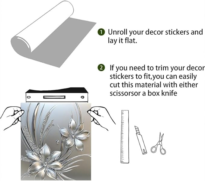 Silver Floral Dishwasher Magnet Sticker Cover Panel Decal Refrigerator Magnetic Sticker Decorative for Kitchen Decoration Anti-Scratch Magnetic Stickers Fridge Refrigerator Panel 23x26 Inch