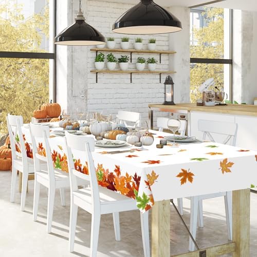 Unittype 9 Pcs Fall Maple Leaf Tablecloth Disposable Plastic