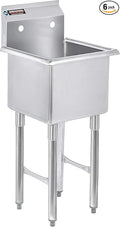 DuraSteel 304 Commercial Stainless Steel Utility Sink - 15 Inch Tub Freestanding Prep Kitchen Sink - NSF Hand Wash Station for Kitchen Sinks, Outdoor, Laundry Room, Garage Slop Small Kitchenette