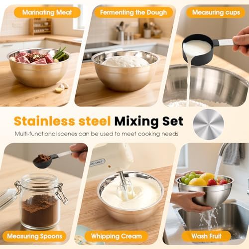 5-Speed Hand Mixer Electric With 4 Mixing Bowls Set