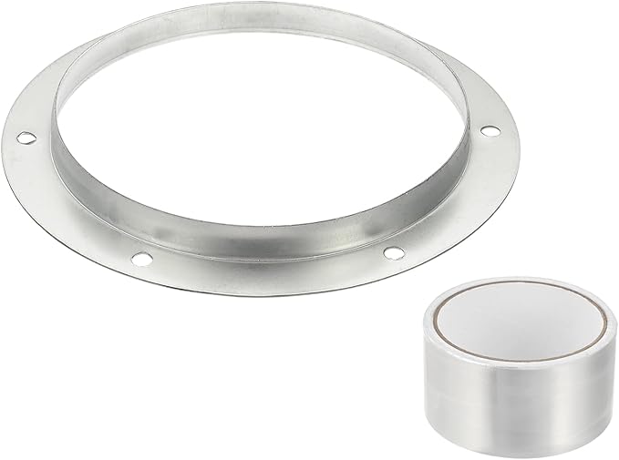PATIKIL 8 Inch Duct Connector Flange, Metal Straight Pipe Exhaust Flange Duct Mounting Plate for Heating Cooling Ventilation HVAC System, Galvanize Steel