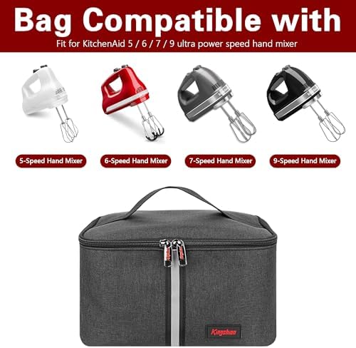 Hand Mixer Carrying Bag for KitchenAid Mixers - Compatible with 5/6/7/9 Ultra Power Speed Models, Travel Storage Box with Handle for Mixer Accessories (Case Only)-Dark Gray