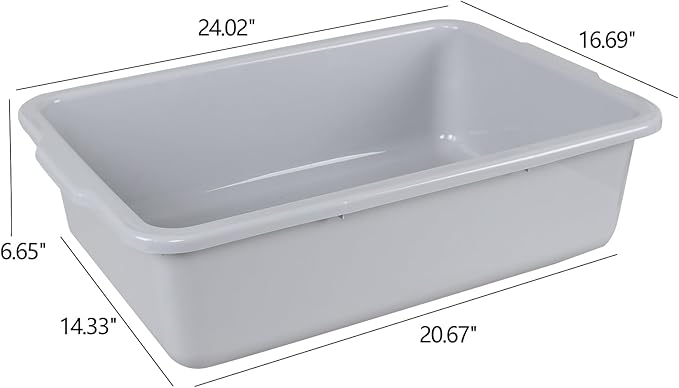 Ramddy 32 L Large Commercial Bus Tubs for Restaurant, 4 Packs Plastic Utility Bus Tote Box, Grey