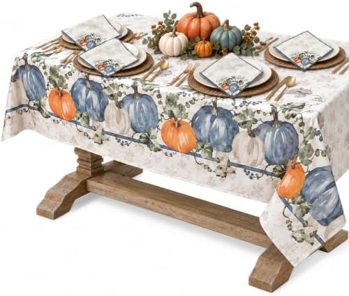 Newbridge Thanksgiving Blue Pumpkin Vine Tablecloth 60 x 144 Inch Rectangle