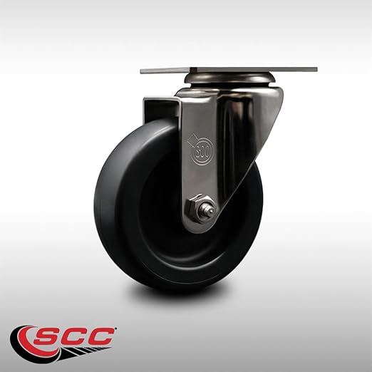 Service Caster Brand Replacement Caster for Uline Caster H-7444S-Stainless Steel Swivel Top Plate Caster with 4 Inch Polyolefin Wheel-Light Duty Replacement Caster-Fits Carts and Platform Truck H-5546