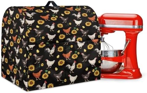 Stand Mixer Cover Dust Covers for 4.5qt-5qt Rooster with Sunflower Dustproof Cover Protector Compatible with 4.5-5 Quart Kitchen Aid Mixer