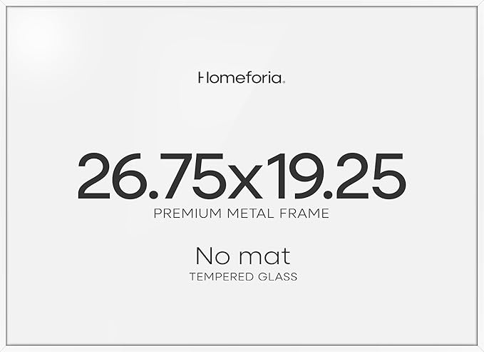 Homeforia 19.25x26.75 White Puzzle Frame, High End Metal 19.25 x 26.75 Picture Frames without Mat, 26.75x19.25 Thin Poster Frame for Wall, 19.25by26.75 Puzzle Frames, Tempered Glass, Wall Kit, Set of 1