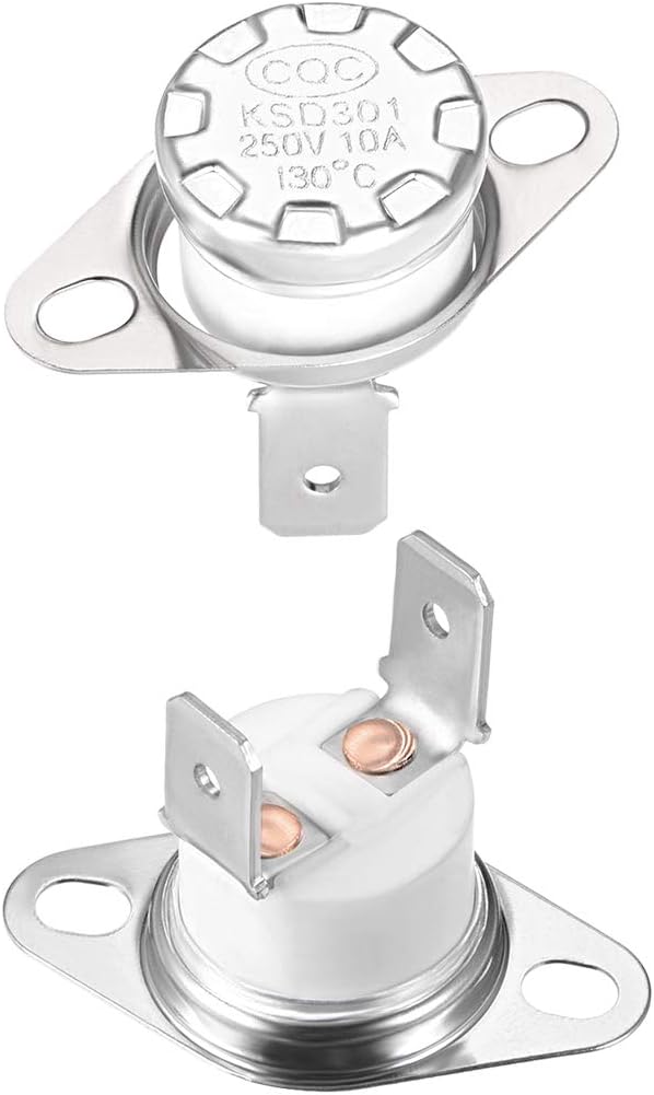 uxcell KSD301 Thermostat 130°C/266°F 10A Normally Closed N.C Adjust Snap Disc Temperature Switch for Microwaves,Oven,Coffee Maker 2pcs,Ceramic Material