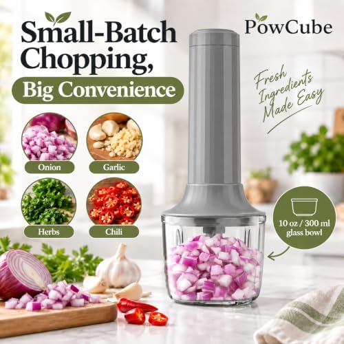 Cordless Hand Mixer, 4-in-1 Handheld Electric Mixer with Electric Whisk Frother & 10 oz Mini Food Chopper, USB-C Rechargeable 4-Speed Hand Mixer for Eggs, Cream, Coffee & Small-Batch Prep