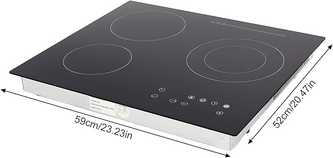 24" Electric Cooktop, 3 Burner Built-In Ceramic Stove Top With Led Display Screen, 9 Heating Levels & Touch-Adjustable Control, 2600W Radiant Electric Cook Top For Kitchen Office Hotel Restaurant Etc