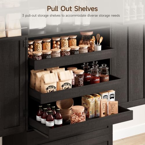 71" Tall Kitchen Pantry Cabinet, Freestanding Storage Cabinet with Drawers