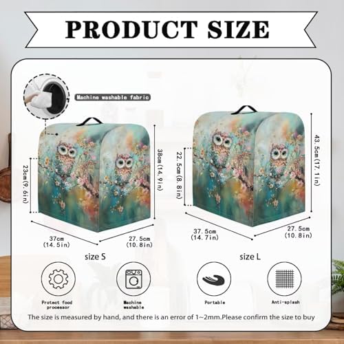 Funny Owl Print Stand Mixer Cover Compatible with 4-8 Qt Kitchen Aid Mixer Covers Anti-Stain Kitchen Appliance Dust Cover with Handle Pockets