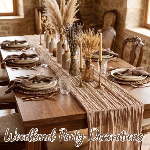 6 Pcs Brown Series Cheesecloth Table Runner 118"