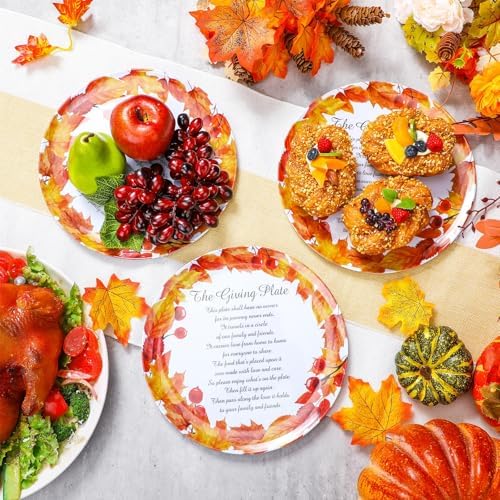 Sliner 4 Pcs Melamine Thanksgiving Maple Plates Fall Dinnerware 10 Inch
