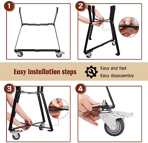 Rolling Cart for Kamado Joe Junior Accessories,Replacement for Kamado Joe Rolling Nest with Heavy Duty Locking Caster Wheels Powder Coated Steel Rolling Outdoor Cart for Kamado Joe Junior Grill Stand