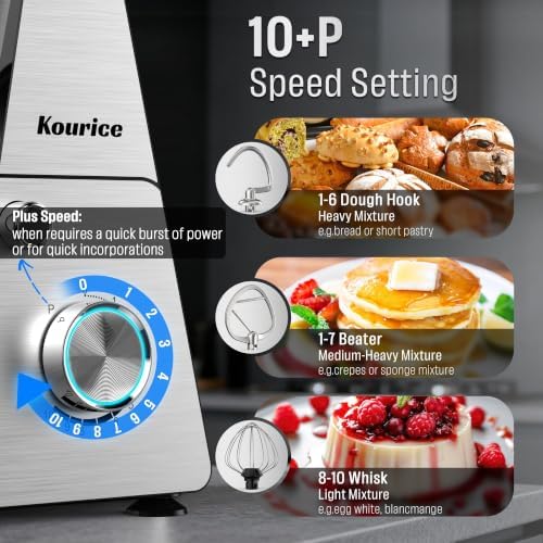 6.5QT Tilt-Head Stand Mixer, Heavy Duty Pro 10-Speed Electric Mixer, Stainless Steel Cladding & Bowl with Dough Hook, Wire Whisk and Flat Beater for Home Baking, Bread, Cake, Pizza Dough