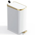 CEROELDA Small Bathroom Trash Can with Lid Soft Close-10L/2.6 Gal Slim Garbage Can-Metal Step Wastebasket-Rectangle Narrow Waste Bin for Office, Bedroom, Toilet, Live Room (White)