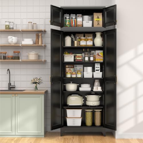 UNICOLY 90.8" Kitchen Pantry Cabinet, Metal Storage Cabinet with 5 Shelves