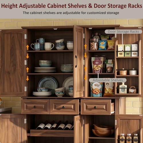 Ball & Cast 72" Kitchen Pantry Cabinet with Pull-Out Trays, Walnut