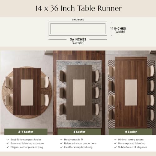 Solino Home 100% Pure Linen Table Runner Plaid, Almond Plaid 14 x 36 in