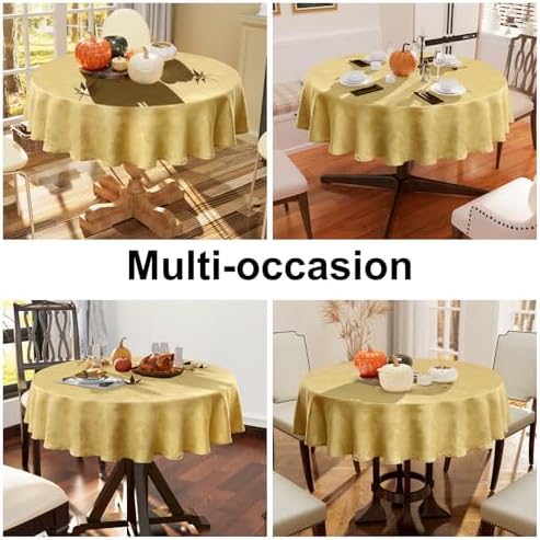 Smiry 60 Inch Thanksgiving Jacquard Round Table Cloth for Fall & Harvest