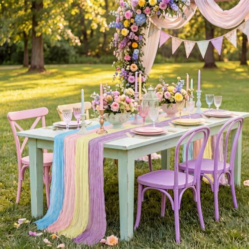 8 Pcs Pastel Cheesecloth Table Runner 118" Cloth Runner
