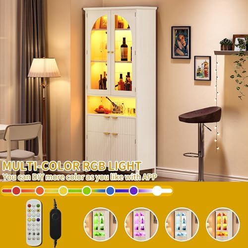 DWVO 72" Tall Kitchen Pantry Cabinet with LED Light