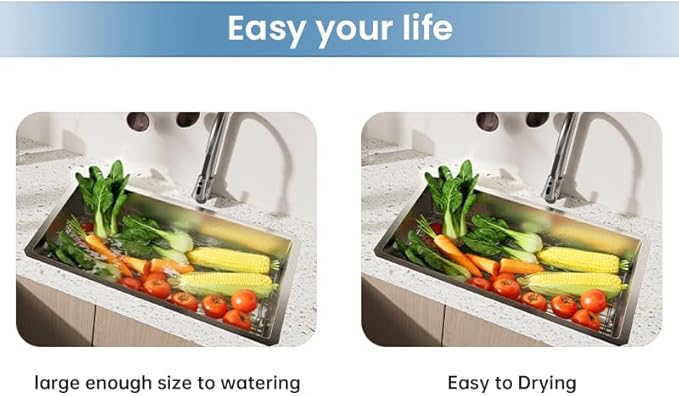 32 inch Undermount Handmade Workstation 18 Gauge Single Bowl Stainless Steel Kitchen Sink with Accessories