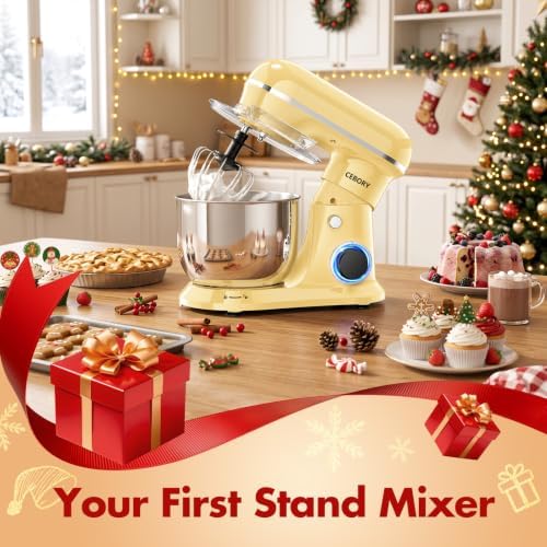 CEBORY Stand Mixer, 4QT 10+P-Speed Electric Kitchen Mixer with Bowl