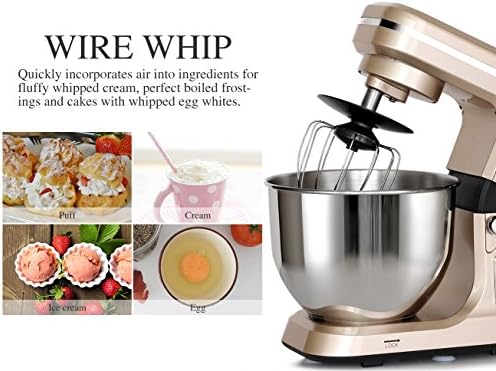 Stand Mixer,5.3-Qt & 500W & 6+P Speed MK36 Tilt-Head Kitchen Electric Food Mixers Home Baking Dough Machine with Accessories (Champagne)