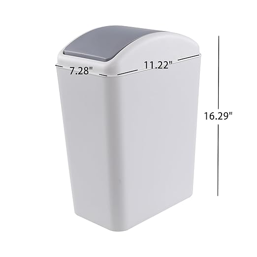 Asking 3-Pack 4.5 Gallon Small Trash Can with Swing-top Lid,Swing Lid Plastic Waste Can, Light Gray