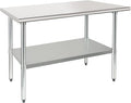 HARDURA Stainless Steel Table 30X36 Inches with Undershelf and Galvanized Legs NSF Heavy Duty Commercial Metel Table for Food Prep