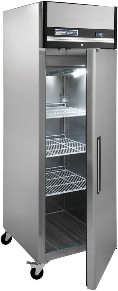 Commercial One Door Reach-In Refrigerator, Stainless Steel Exterior and Interior, Top Mount Compressor, 23 Cubic Ft, 27" Wide Refrigerator for Restaurants, 120V