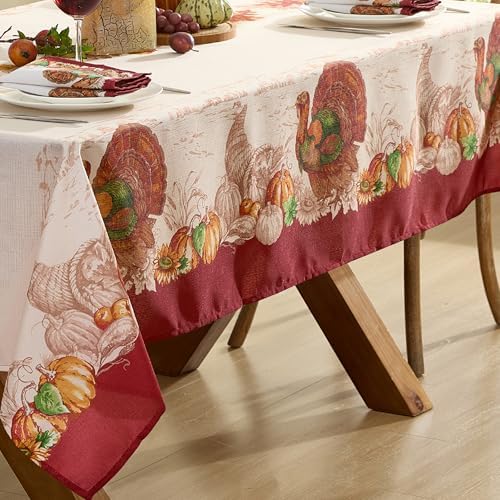 Newbridge Thanksgiving Country Turkey Tablecloth 60 x 84 Inch Rectangle