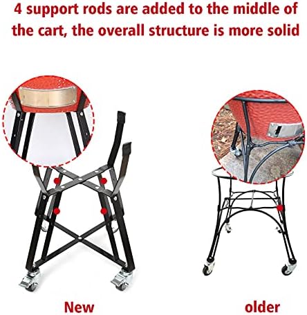 Rolling Cart for Kamado Joe Classic Accessories,Kamado Joe Parts Rolling Nest with Heavy Duty Locking Caster Wheels Powder Coated Steel Rolling Outdoor Cart for Kamado Joe Classic Grill Stand