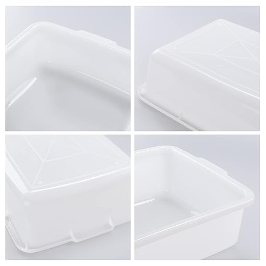 4-Pack 24 L Commercial Bus Tubs/Tote Box, White Plastic Storage Wash Basin Tub