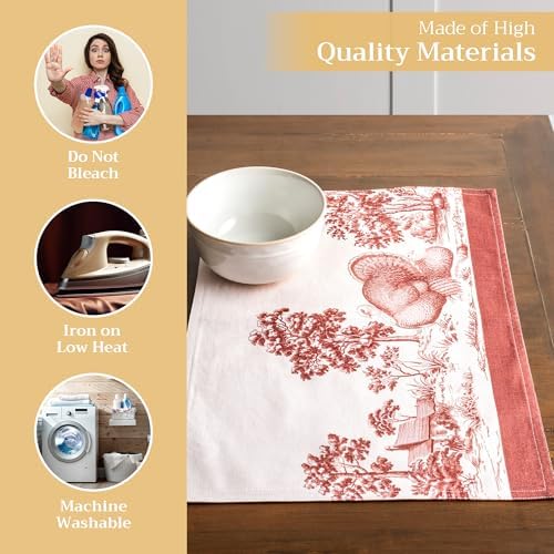 Maison d' Hermine Placemats Set of 4 Reusable 100% Cotton (13"x19")
