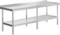 Jocisland 30" x 96" Stainless Steel Table for Prep & Work with Backsplash, Adjustable Under Shelf & Safe Design for Restaurant, Home and Outdoor