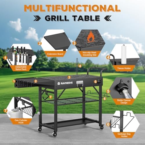 Raynesys 440lbs Outdoor Folding Grill Cart, Blackstone Griddle Stand
