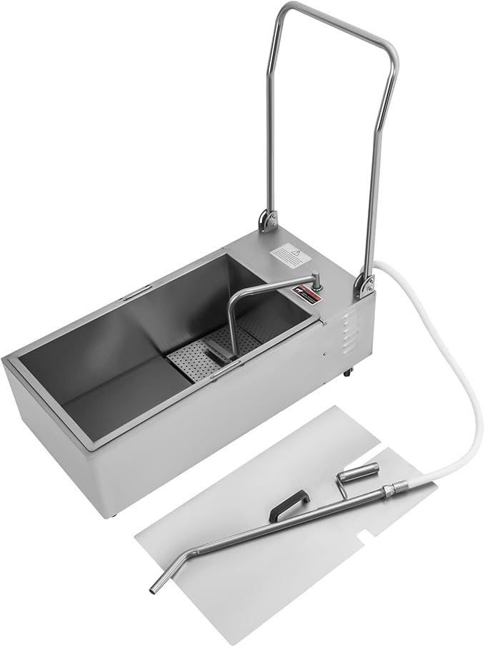 Mobile Fryer Filter Machine 55L/14.53 Gal Commercial Oil Filler Cart Truck Separator Stainless Steel Cooking Oil Filtration System For Restaurant Supermarket (370W)