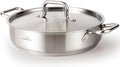 HOMICHEF Braiser Pan 5 Quart with Lid Nickel Free Stainless Steel - Matte Polished Deep Saute Pan Non Toxic - 5 Qt Braiser with Stainless Steel Lid Induction