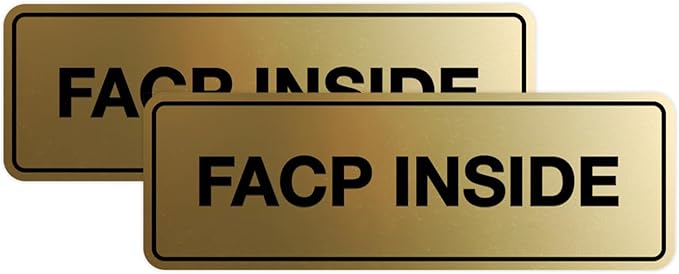 Signs ByLITA Standard FACP Inside Sign | Fire Safety Signage (Brushed Gold) - Large 2 Pack